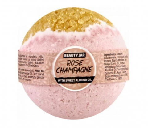 Spumă , Săruri și Bile Pentru Baie - Bila de baie efervescenta cu sampanie, Rose Champagne, Beauty Jar, 150g