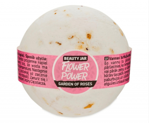 Spumă , Săruri și Bile Pentru Baie - Bila de baie efervescenta cu trandafir, Flower Power, Beauty Jar, 150 g