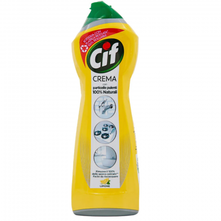 Degresant Baie și Bucătărie - Cremă Abrazivă Cif Lămâie - 750ml | Curățare Eficientă cu Parfum de Lămâie