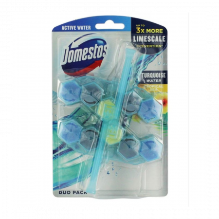 Detergenti pentru Toaleta - Domestos Odorizant WC cu Bile 2x53g Tropical Sea Turquoise Water - Curățenie și Prospețime