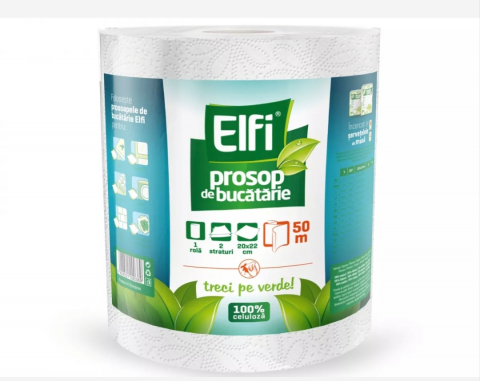Hârtie Igienică și Prosoape de Hârtie - ELFI PROSOP BUCATARIE ROLA 50M/2STR