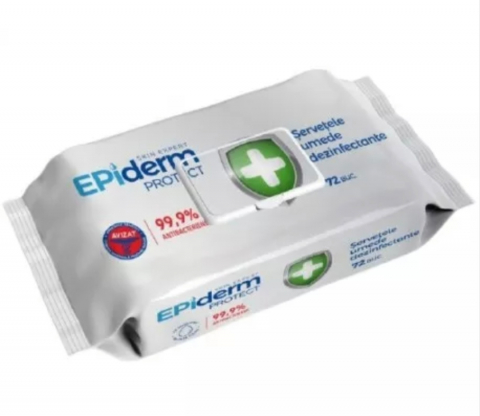 Șervețele Uscate și Umede - EPIDERM PROTECT SERVETELE UMEDE ANTIBACTERIENE 72BUC