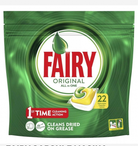 Soluții și Bureți de Vase - FAIRY CAPSULE MASINA SPALAT VASE ORIGINAL LEMON 22BUC