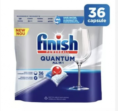 Soluții și Bureți de Vase - FINISH TABLETE MASINA SPALAT VASE QUANTUM ALL IN 1 36BUC