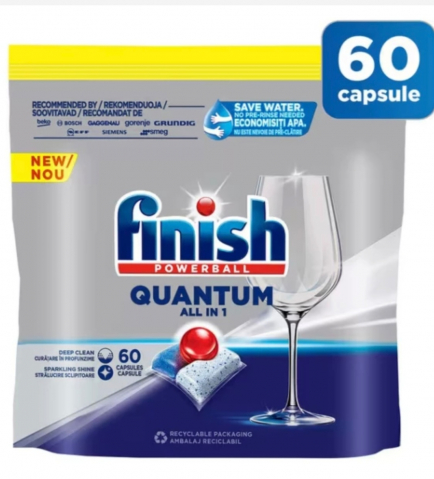 Soluții și Bureți de Vase - FINISH TABLETE MASINA SPALAT VASE QUANTUM ALL IN 1 60BUC