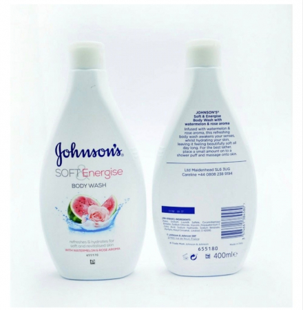 Johnson's Gel de Duș Soft Energise 400ml - Prospețime cu Pepene Verde și Trandafiri [1]