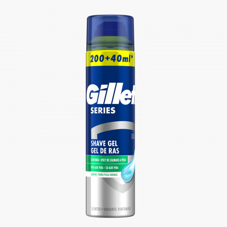 Aparate de ras .Rezerve Ras, Geluri de Ras și After-shave - Gel de ras Gillette Series Soothing Aloe Sensitive 200ml + 40ml cadou
