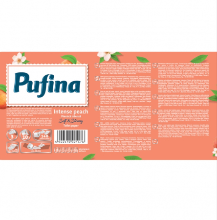 Hârtie Igienică Pufina Soft Piersică 10 Role 3 Straturi - Delicatețe și Confort [1]