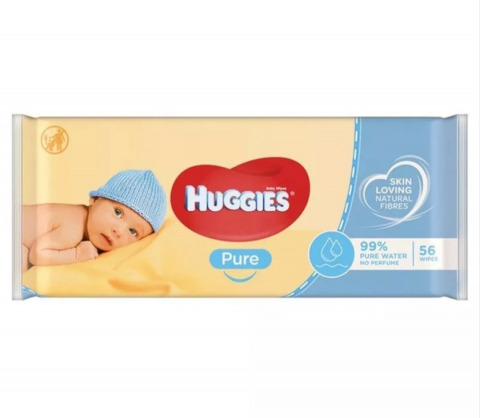 Șervețele Uscate și Umede - HUGGIES SERVETELE UMEDE PURE 56BUC