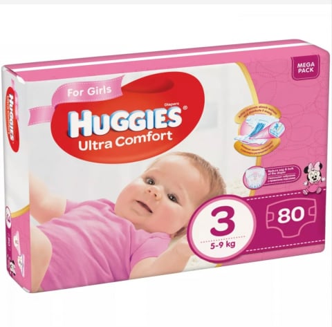 Copii - HUGGIES ULTRA COMFORT GIRL NR3 5-9KG 80BUC/SET