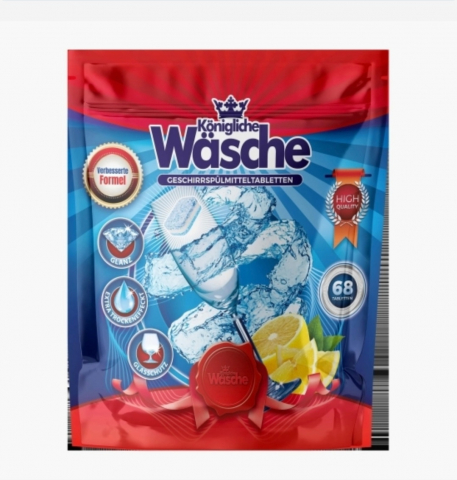 Soluții și Bureți de Vase - KONIGLISCHE WASCHE TABLETE MASINA SPALAT VASE 5IN1 68BUC