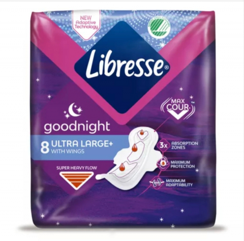 Absorbante și Tampoane - LIBRESSE ABSORBANTE NIGHT ULTRA LARGE+ 8BUC/SET