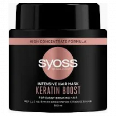Șampoane și Geluri de Duș - Mască de Păr Syoss Intensive Keratin Boost 500ml - Întărire și Regenerare