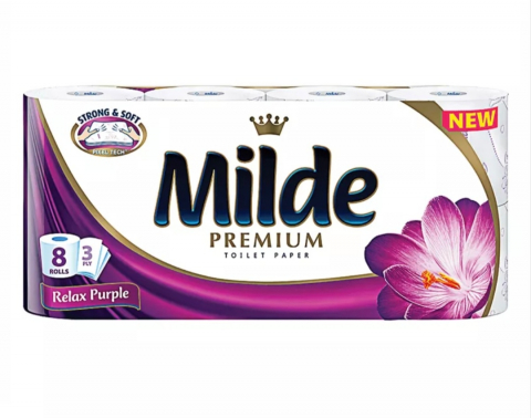 Hârtie Igienică și Prosoape de Hârtie - MILDE HARTIE IGIENICA RELAX PURPLE 3STR 8ROLE