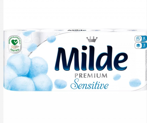 Hârtie Igienică și Prosoape de Hârtie - MILDE HARTIE IGIENICA SENSITIVE 3STR 8ROLE
