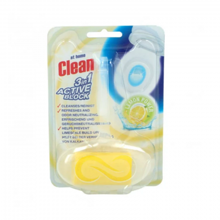 Detergenti pentru Toaleta - Odorizant Toaletă At Home Clean 3in1 Active Block Lemon Power 40g - Prospețime Citrică