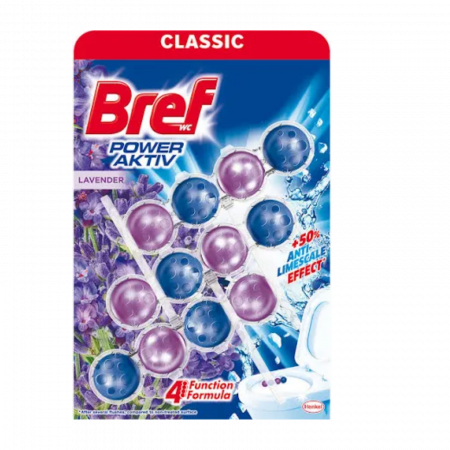 Detergenti pentru Toaleta - Odorizant WC Bile, Lavanda 3x50g, Bref Color Activ - Aromă Relaxantă