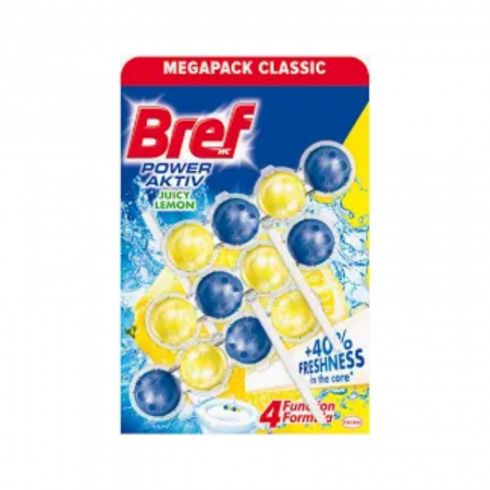 Detergenti pentru Toaleta - Odorizant WC Bile, Lemon 3x50g, Bref Color Activ - Prospețime Citrică