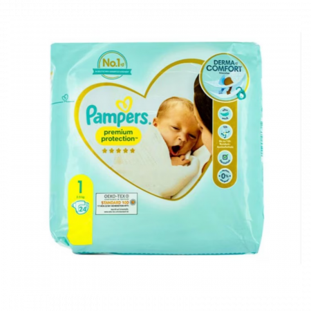 Copii - Scutece Pampers Nr. 1 (2-5 kg) Premium Protection - 24 Buc | Protecție Maxima