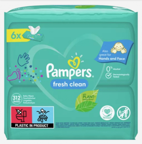 Șervețele Uscate și Umede - Pampers șervețele umede Baby Fresh Clean - Set de 4 pachete