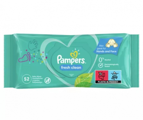 Copii - Pampers șervețele umede Baby Fresh Clean - 52 bucăți