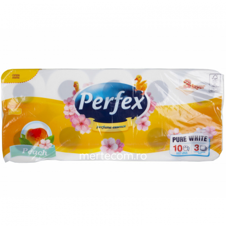 Hârtie Igienică și Prosoape de Hârtie - Perfex Hârtie Igienică Piersică 3 Straturi 10 Role - Confort și Prospețime