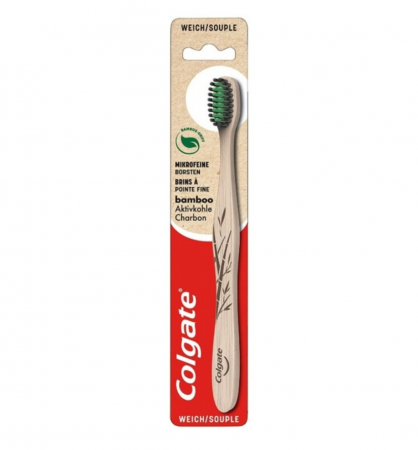 Odorizante de Camera și Baie - Periuță de Dinți Clasică Colgate din Bambus cu Cărbune Activ | Eco și Eficientă