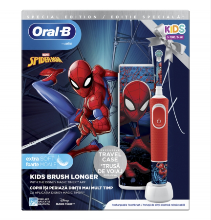 Periuțe de Dinți , Periuțe de dinți electrice , Rezerve - Periuța de dinți electrică Oral-B Vitality Spiderman pentru copii