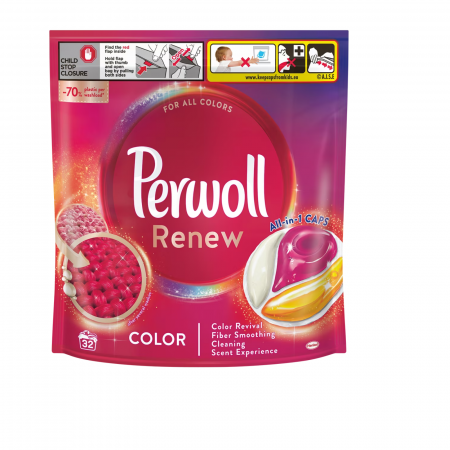 Detergenți - Perwoll Renew All-in-1 Color 32 Caps - Protecție și Revitalizare pentru Culori