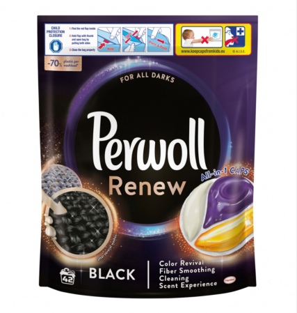 Detergenți de rufe - Perwoll Renew All-in-1 Schwarz 40 Caps - Protecție pentru Haine Negre