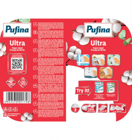 Prosop de Bucătărie Pufina Ultra 3 Straturi 160 Foi - Absorbție Maximă [1]