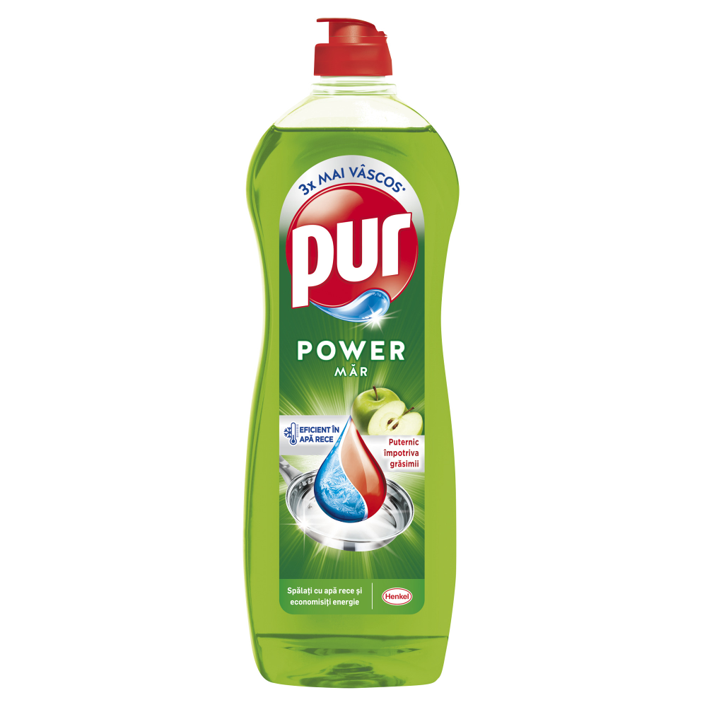 Soluții și Bureți de Vase - Pur Power Detergent Vase Măr 750ml - Eficiență pentru Vase Mari