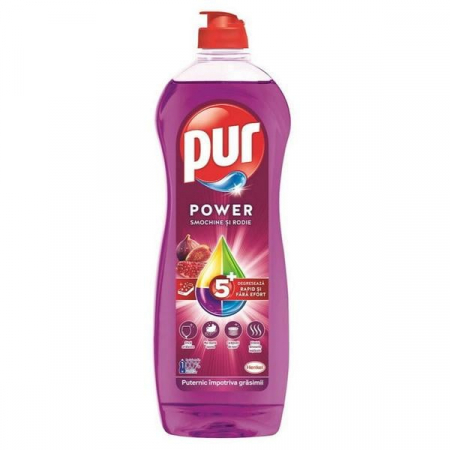 Soluții și Bureți de Vase - Pur Power Detergent Vase Smochine și Rodie 750ml - Curățare și Aromă Exotică