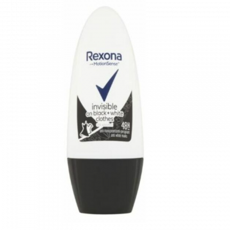 Deodorante - Rexona Deo Roll-on Invisible Black+White 50ml - Protecție Invizibilă