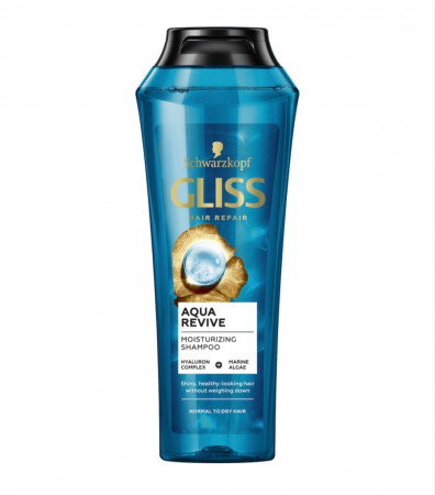 Șampoane și Geluri de Duș - Gliss Șampon Aqua Revive cu Alge Marine 250ml - Hidratare pentru Păr Normal sau Uscat
