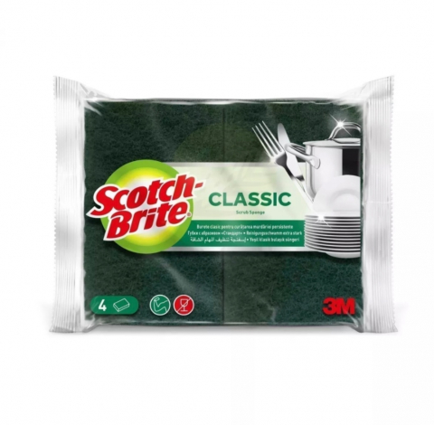Soluții și Bureți de Vase - SCOTCH BRITE BURETE CLASSIC 4BUC