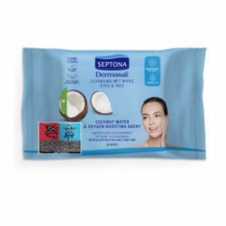 Șervețele Uscate și Umede - Servetele demachiante Septona Coconut Water - 20 buc.