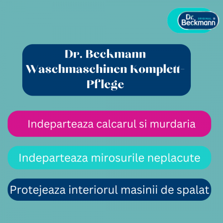 Dr. Beckmann Waschmaschinen Komplett-Pflege Soluție de curățare și întreținere pentru mașini de spălat rufe, 250 ml [2]