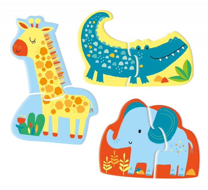 Set de 8 puzzle-uri + carte "First Jigsaws and Book: Animals", 2 piese, Usborne [2]
