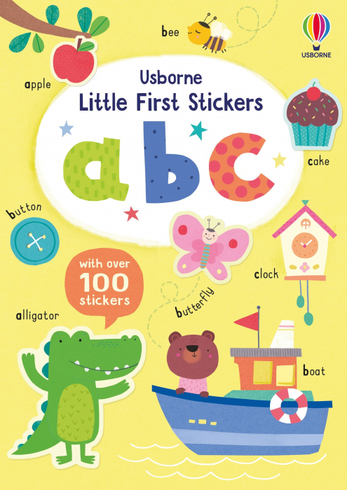Carte cu stickers alfabetul, format mic, 100 stickers, "Little First Stickers ABC", Usborne [1]