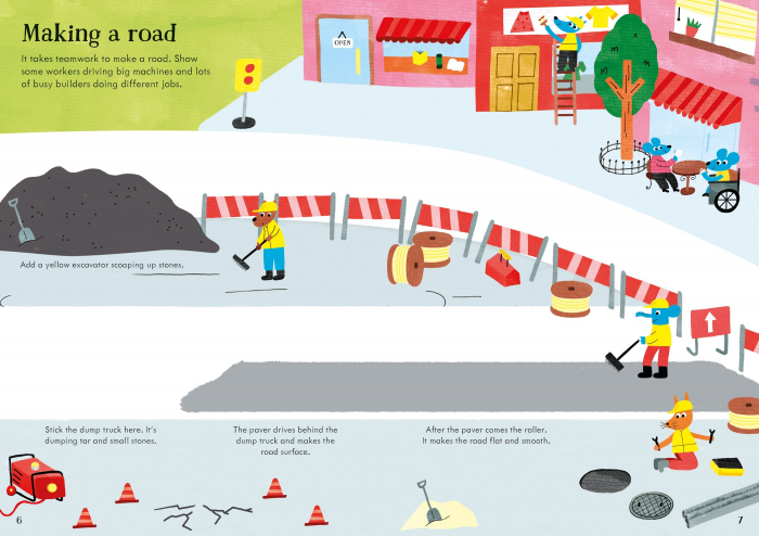 Carte de activitati "Little First Stickers Building Site", format mic, 170 stickers, Usborne [2]