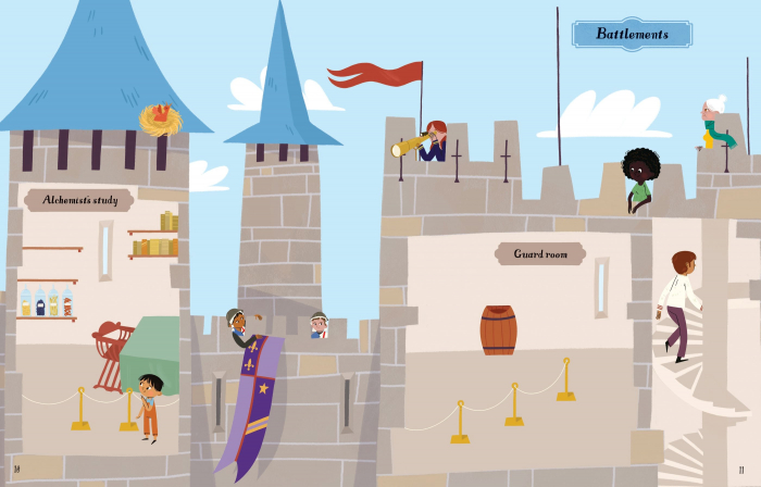 Carte cu stickers Castelul, "Castle Sticker Book", Usborne [5]