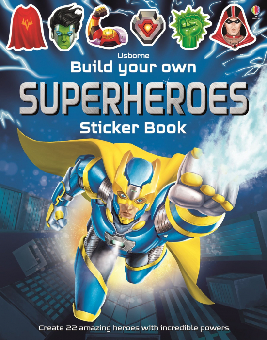 Carte cu stickers construieste propriul super erou!, "Build Your Own Superheroes Sticker Book", Usborne [1]