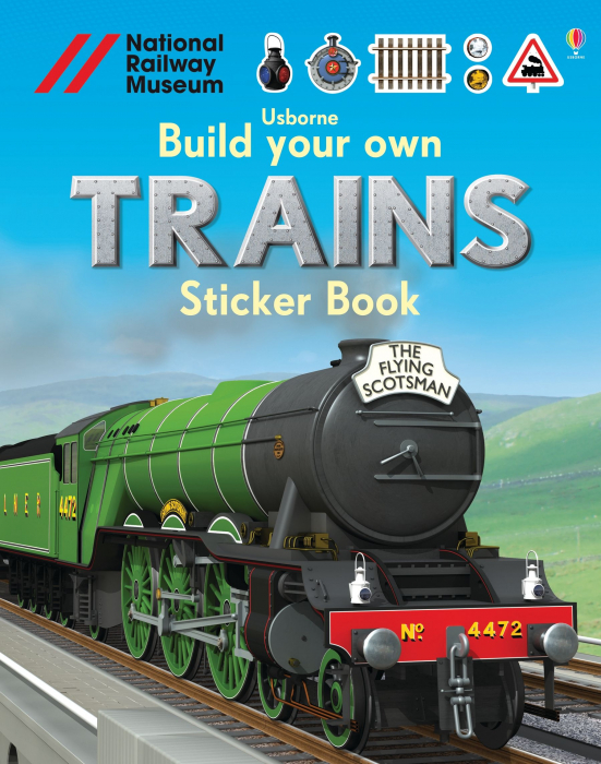 Carte cu stickers construieste propriul tren!, "Build Your Own Trains Sticker Book", Usborne [1]