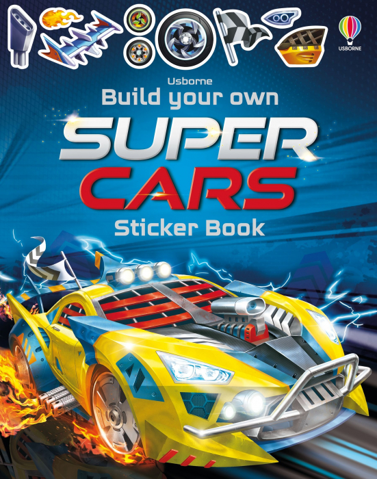 Carte cu stickers construieste propria masina!, "Build Your Own Supercars Sticker Book", Usborne [1]