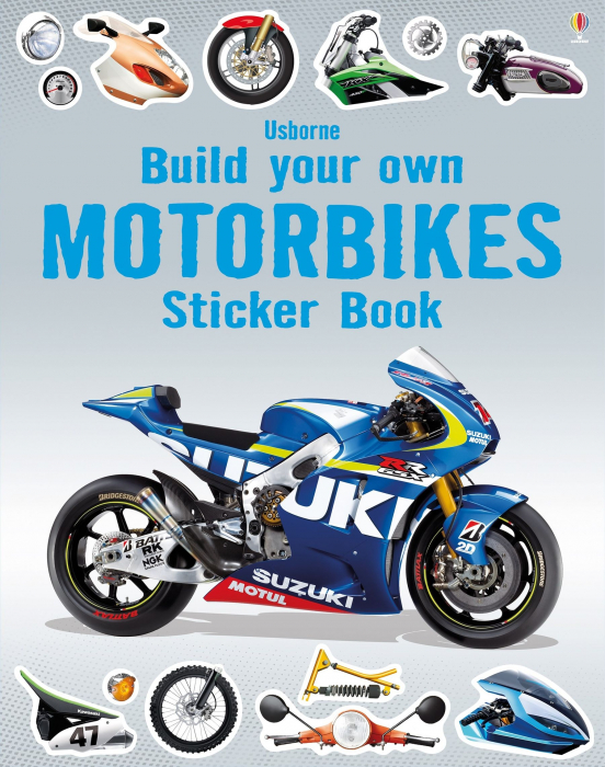 Carte cu stickers construieste propria motocicleta!, "Build Your Own Motorbikes Sticker Book", Usborne [1]