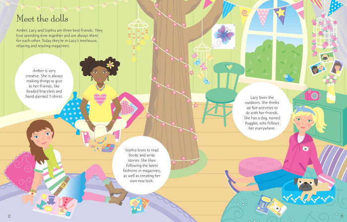 Carte de activitati "Sticker Dolly Dressing Best Friends and School Prom", format A4, 700 stickers, Usborne [2]
