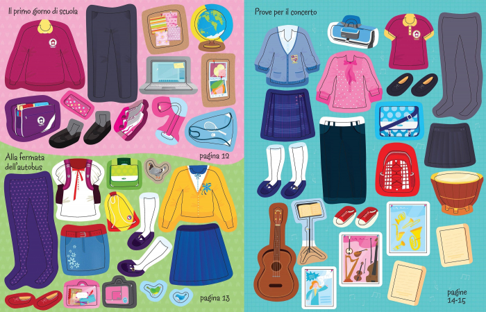 Carte cu stickers de imbracat papusi Inapoi la Scoala, "Sticker Dolly Dressing Back to School", Usborne [2]