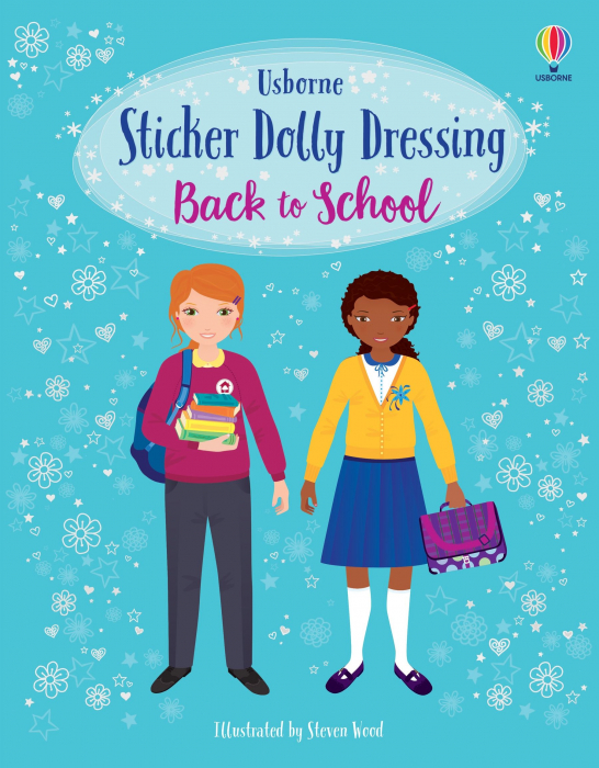 Carte cu stickers de imbracat papusi Inapoi la Scoala, "Sticker Dolly Dressing Back to School", Usborne [1]