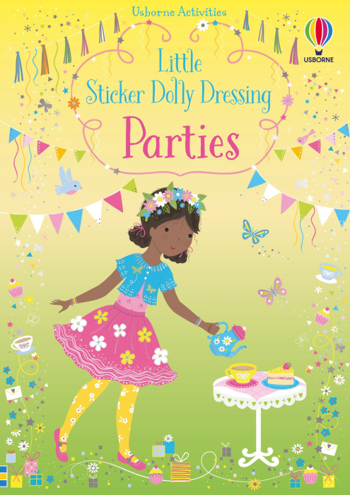 Carte cu stickers de imbracat papusi, Petreceri, format mic, "Little Sticker Dolly Dressing Parties", Usborne [1]